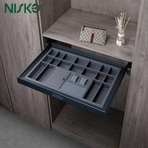 Armoire des accessoires de mode Organisateur Tirez le plateau de tiroir à bijoux