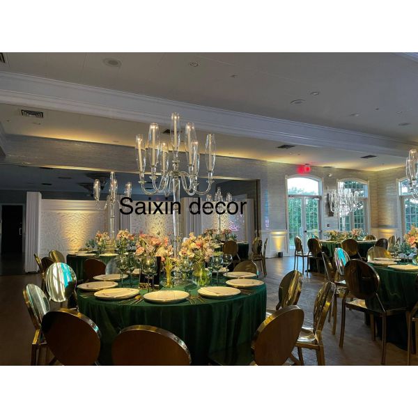 ZT-593 lujoso único candelabro de cristal alto piezas centrales de la boda