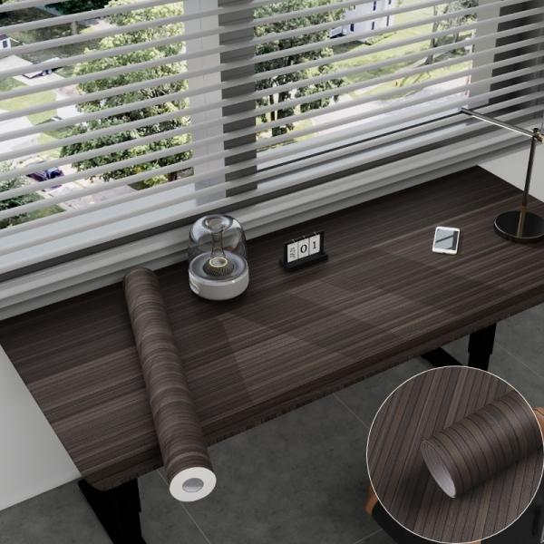 Modern Brown PVC Wood Grain Wallpaper Self-Adhesive Waterproof