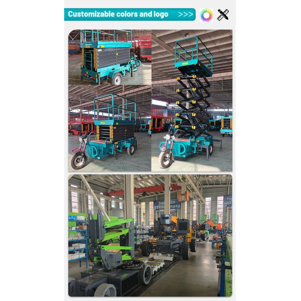 500KG Mewp Tricycle Rough Terrain Scissor Lift Mobile Elevated Work Platform