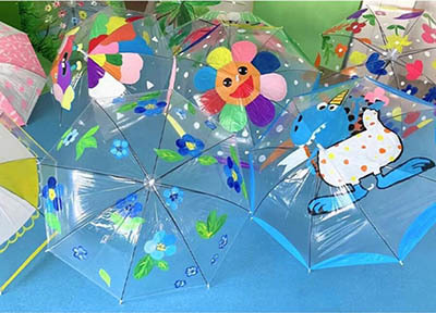 DIY Paintable Transparent Umbrella Automatic Opening Clear Drawing Umbrella