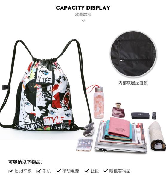 Foldable Students Waterproof Drawstring Bag Medium Size Customized Logo