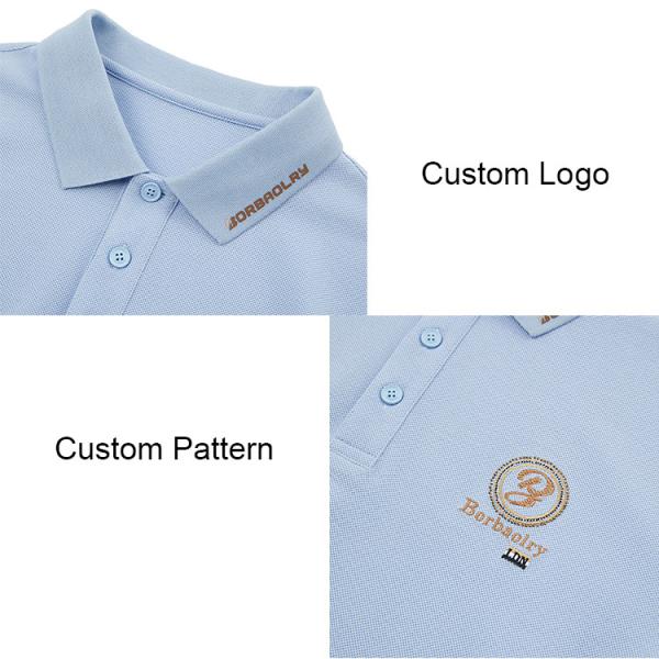Breathable Sports Polo Shirts Customizable Weaving Method Knitted