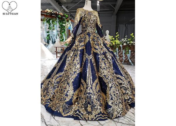 Luxury Navy Blue Tailor Made Prom Dresses Floor Length Beads Tassel Sparkly Lace
