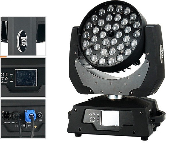CE RoHs Free Shipping High quality 36X18W RGBWA+UV 6in1 Zoom LED Moving Head