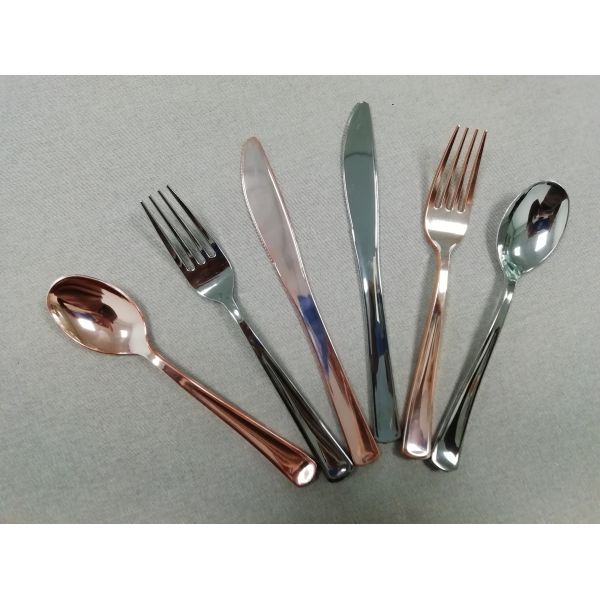 Disposable Rose Gold Plastic  Spoon Fork Knife Cutlery Set Wholesale High Quality 3 In 1 Cutlery Set Flatware Set