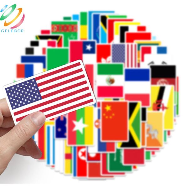 World Countries Flag Patriotic Window Decals Stickers For Notebook Stationery