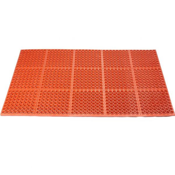 Anti- Slip Rubber Floor Mat With Interlocking Part For Restaurant Kitchen Bar Garden Outdoor Wet Area(36X 36) Black