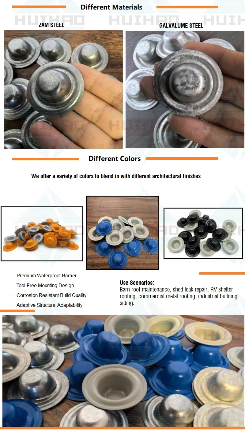 35mm Galvalume Metal Screw Cap For Roofing Screw In Corrugated Steel Roof Fasteners