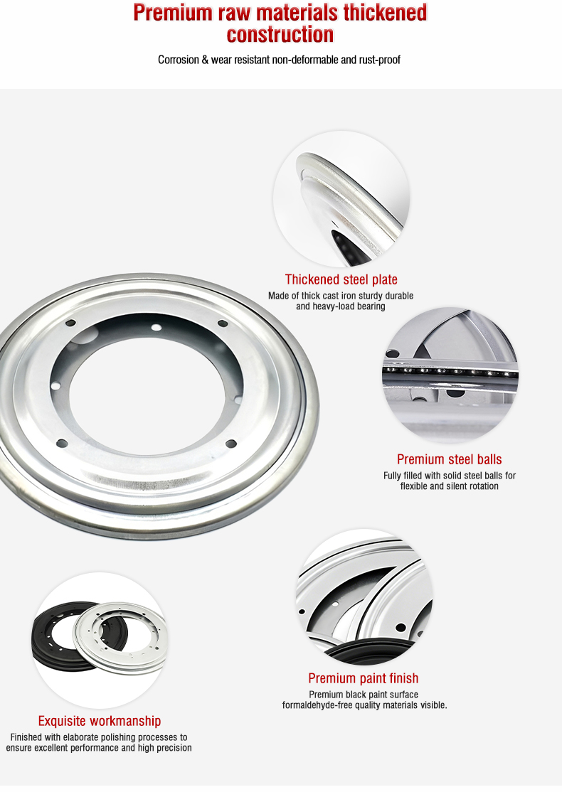 360 Degree Free Rotating Iron Turntable Galvanized Hollow Round Full Ball Bearing Swivel Base for Display Stand & Desk