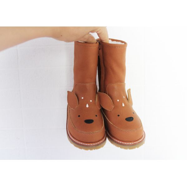 Animal Motifs Soft Soled Toddler Brown Leather Boots