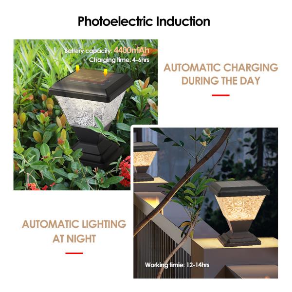 Luz do pilar solar 150lm/W Anti UV PC Housing Controle remoto 6500K