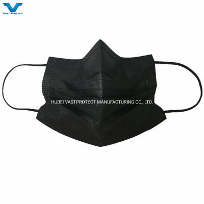 Flat Bfe 90 95 99 Protective Earloop PP 3ply Non-Woven Disposable Black White Face Mask