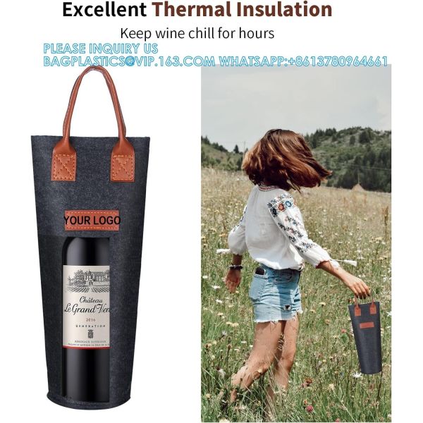 Felt Bags, Felt Carrier, Felt Handle Bags, Felt Bottle Wine Carrier Bag Padded Wine Handler Wedding Gift Package