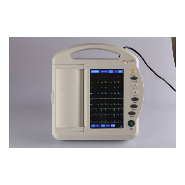 Portable metal ecg machine 12 lead electrocardiograph ecg machine with analyzer maker ecg machine