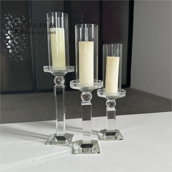 Прозрачный кристаллический свадебный подсвечник для свадебного стола
