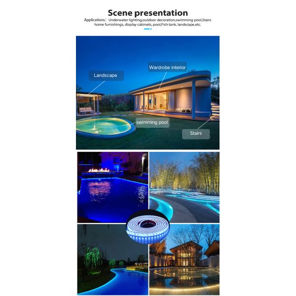 12V 24V IP68 водонепроницаемая наружная светодиодная лента 120leds / M светодиодные ночные световые ленты искренние твердые силиконовые затуманяемые полосы