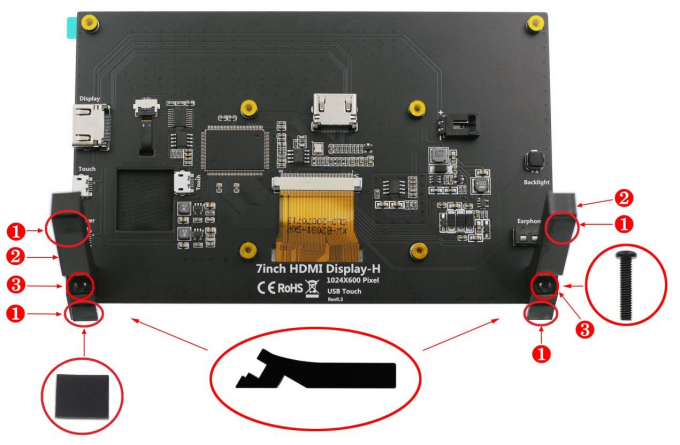 1024*600 HDMI LCD Display 7 Inch Raspberry Pi Touch Screen YQX6-7C