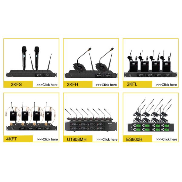 Wireless Microphone System Physical Button UHF 4 Channel Lecture Desktop Gooseneck Mic for Karaoke Church Conference