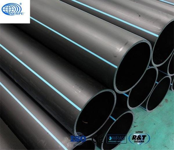 Water Supply Flexible PE HDPE Irrigation Pipe Black With Blue Strip