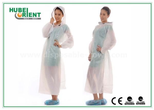 Roupas de exame descartáveis transparentes e impermeáveis para adultos, espessura 0,017 mm
