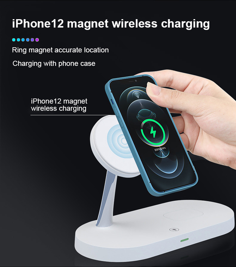 Multi-Functional 5-in-1 Wireless Charging Station with 2W Night Light and USB Output