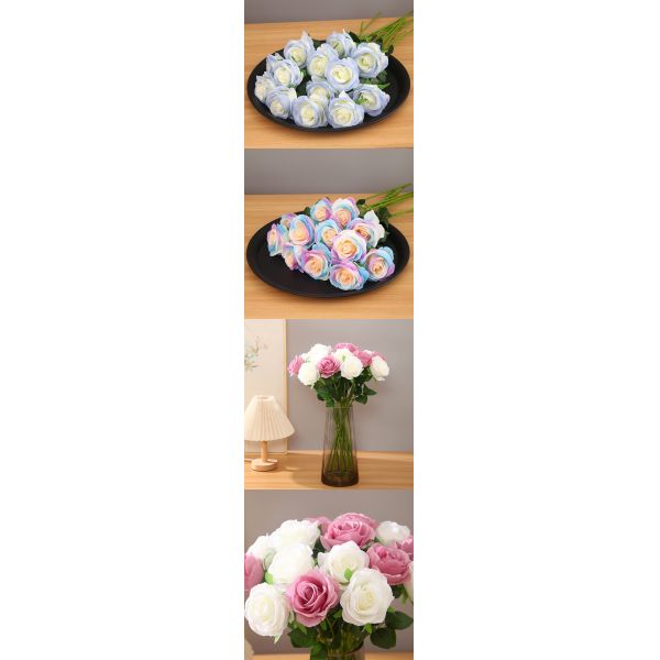 Eco-friendly 9-Head Artificial Dusty Rose Silk Flower Wall for Wedding and Christmas