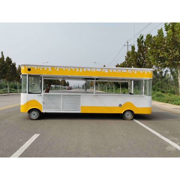 Carved Metal Plate and Stainless Steel Coffee Ice Cream Mobile Food Truck for Campers