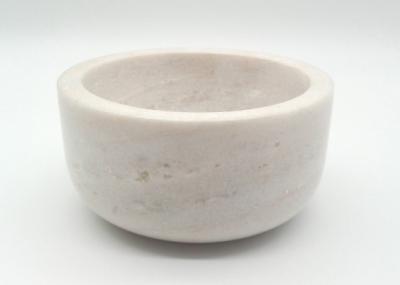 Round White Marble Bowl Kitchenware Gift Decor For Spice Jar Outside Polished