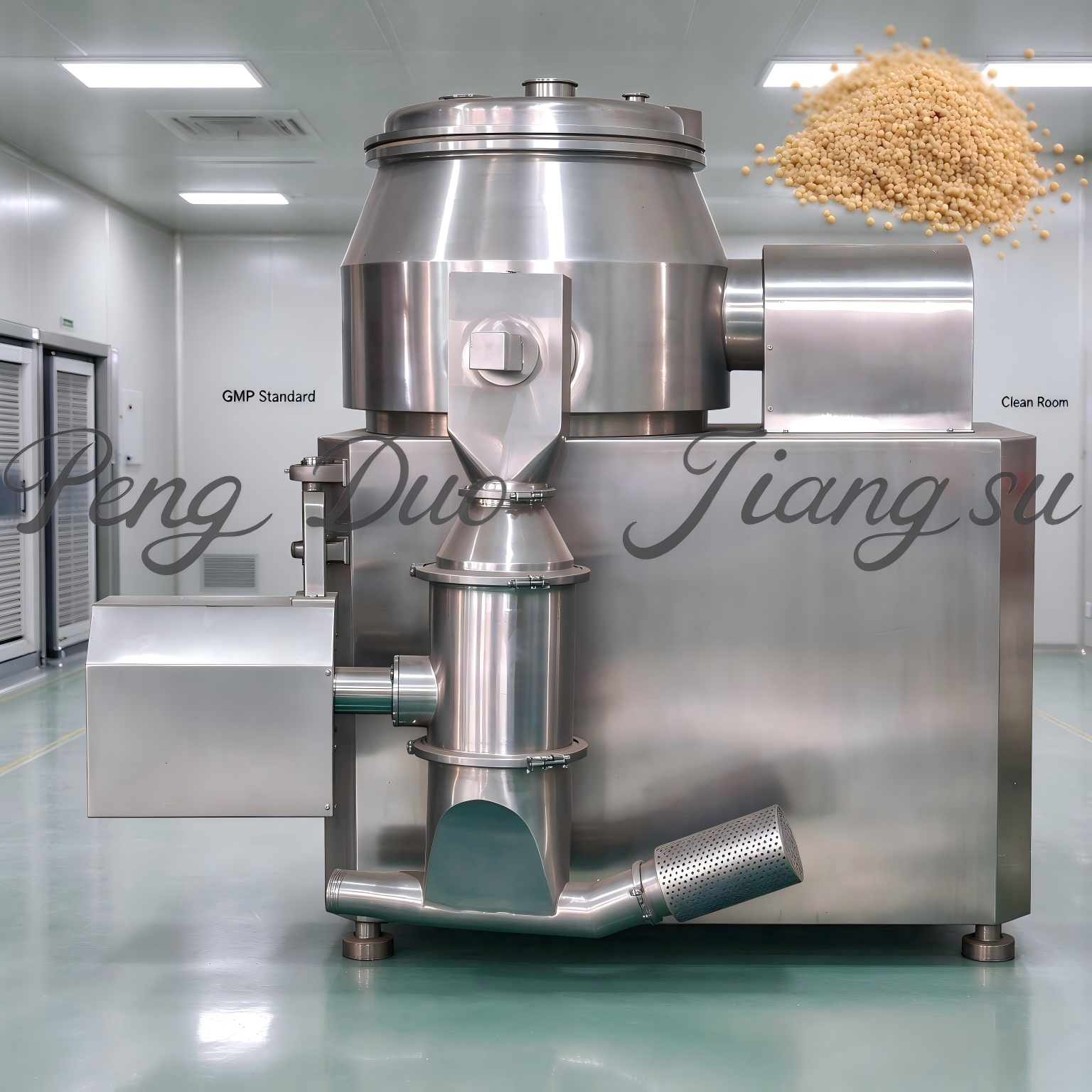 GMP Granulator with Cylindrical Body and High Speed Rotor Blades for Hygienic Processing