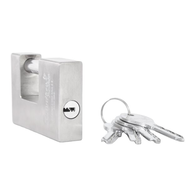 Custom Heavy Duty 304 Stainless Steel Top Security Rectangular Padlock with 4 Computer Keys Silver Rarlux Model 750