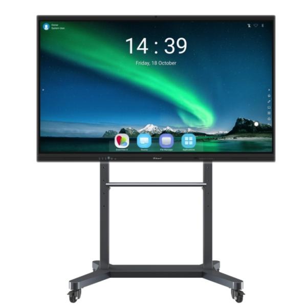 Panneau interactif 65 pouces pour présentations performantes avec Wifi, Bluetooth, logiciel de tableau blanc intégré pour salles de classe et de réunion, couleur de cabinet blanc/noir