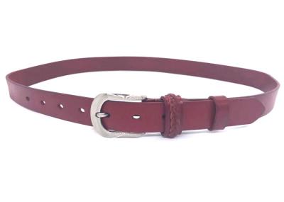 Soft Double Loop Women Leather Waist Belts With Single Prong Buckle