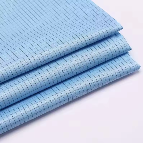 Blue 5mm Stripe Antistatic Fabric (Polyester + Carbon Fiber Conductive Yarn) for