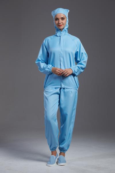フード付きのクリーン ルームの衣服低い塵の浸透率の2部分