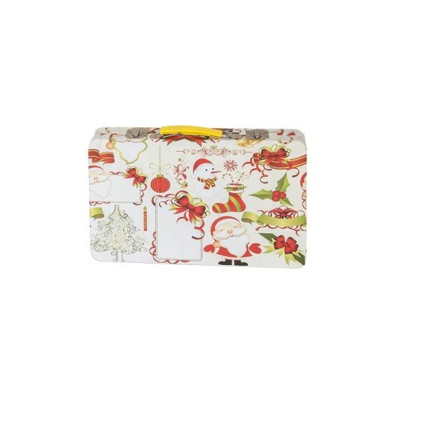DADI 0.23mm-0.28mm Biscuit Tin Box Rectangular Handle Box Tin Box with Christmas Design CH5