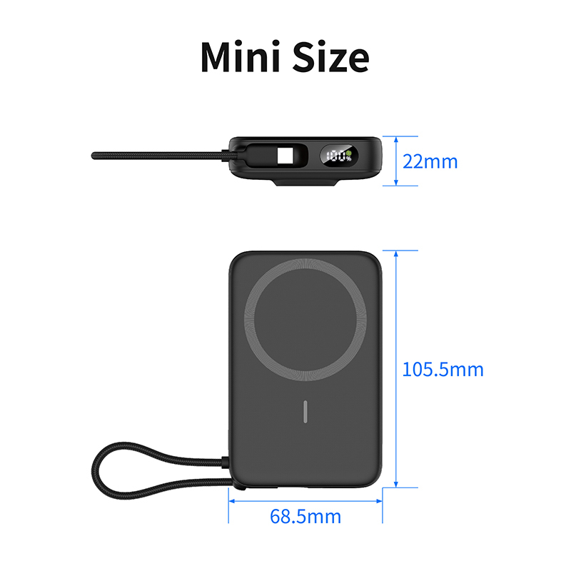 Magnetic Wireless 10000mAh Power Bank with Foldable Kickstand and LED Display Providing Safe Fast Charging for Smartphones