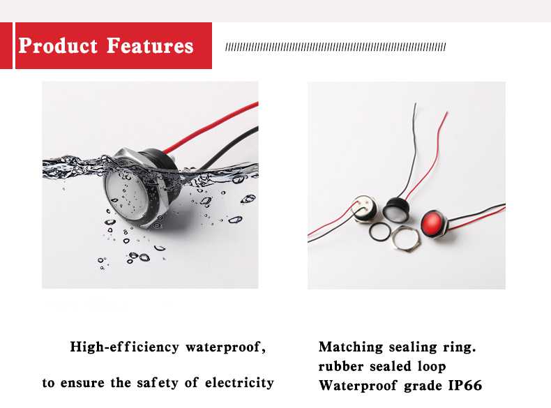 16mm Indicator Light Waterproof Five Colors Optional Oxidized Black Strip Line signal Light