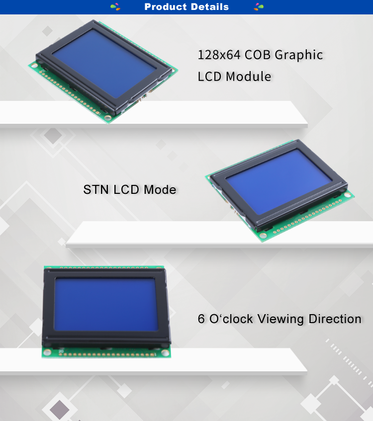 ODM 128x64 LCD Display Graphic 12864 Glcd Screen Module With KS0107 KS0108 IC
