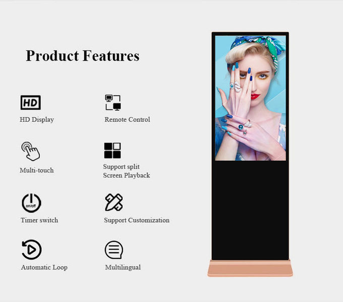 Крытый пол Signage цифров экрана дисплея рекламы Lcd привода Usb FHD внезапный стоя 55 дюймов