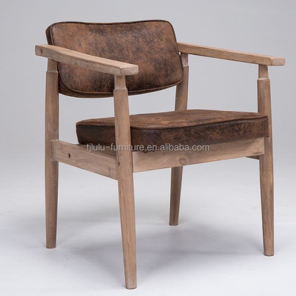 Vintage Style Antique Solid Wood Armrest Cafe Restaurant Leisure Lounge Vintage Chair with OEM Service Accepted