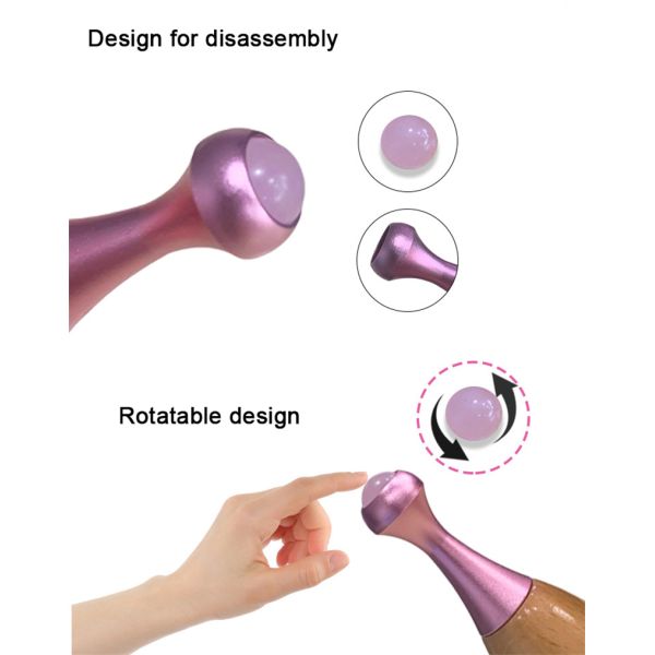 Wooden Handle Jade Massage Roller Facial Gua Sha Massage Stick and Eye Care Tools for Promoting Eye Cream Absorption