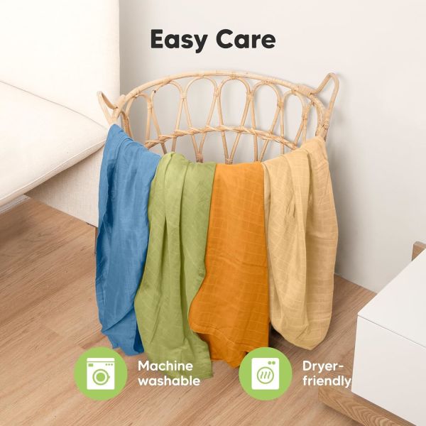 Soft & Breathable Receiving Baby Blankets for Unisex,4-Pack Muslin Swaddle Blankets