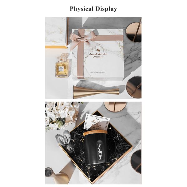 21*21*9cm Marble Texture Rigid Paper Gift Box , Lift Off Lid Box For Wedding Favor