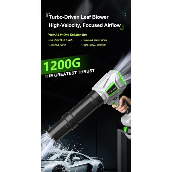 Electric Leaf Blower with 2 x 3.0Ah Battery and Charger, 6-Speed Control Cordless Portable Dust Cleaner Handheld Blowers 68mm Outlet for Patio Cleaning, Lawn Care, Leaves, Dust