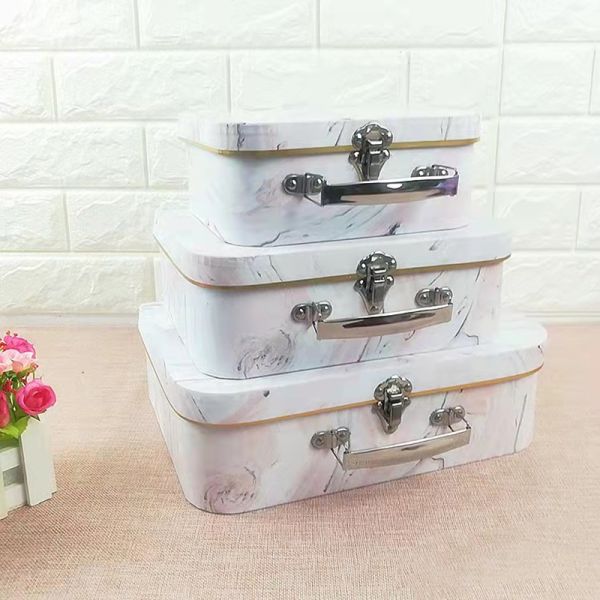 Marble Printed Empty Cardboard Suitcase Gift Box Clothing Birthday Packaging