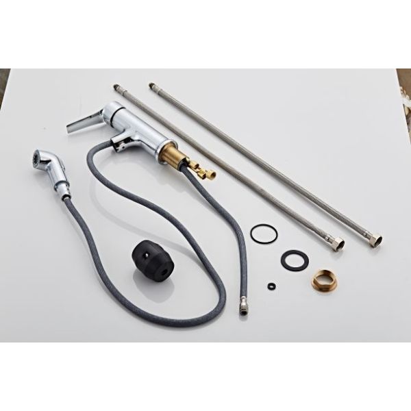 Single Hole Silver electroplate above Counter Copper Pull Faucet