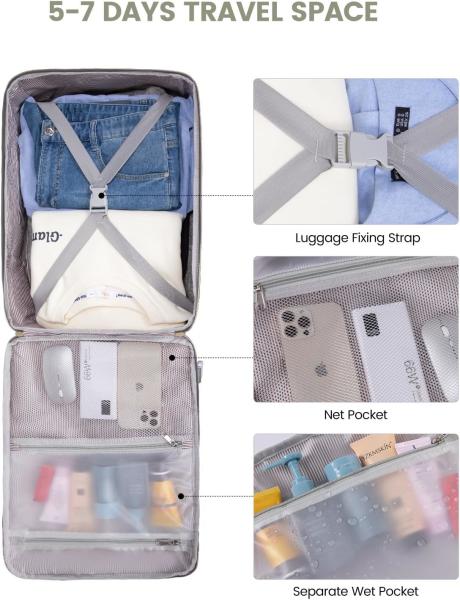 TSA Personal Item 40L  Waterproof Large Carry on Airline Approved Travel Bag with 3 Packing Cubes