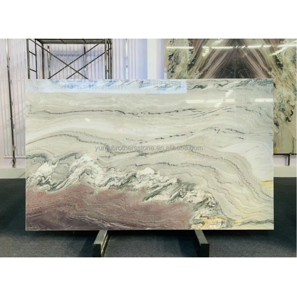 Polished Purple Marble Stone Big Slab Dining Table Top for Modern Bedroom Hall Design