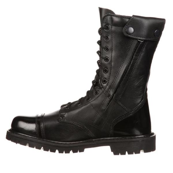 10 couro de grão completo militar alto cerimonial das botas de combate do zíper lateral